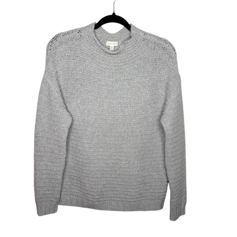 GARNET HILL / light gray cashmere blend mock neck long sleeve sweater / S